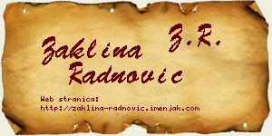 Žaklina Radnović vizit kartica